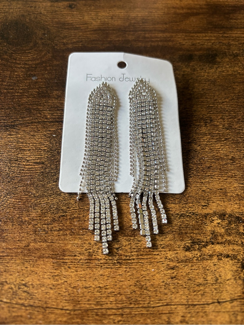 Fashion Jewelry Silver Rhinestone Tassel Dangle Earrings